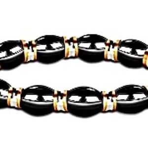🖤 Hematite Black & Gold Bead Magnetic Bracelet for Men & Women